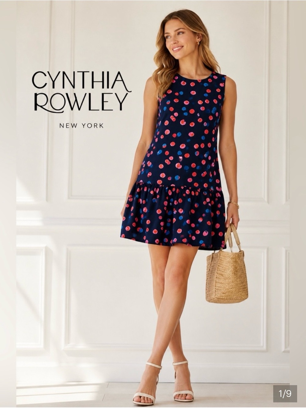 ❤️❤️Cynthia Rowley Sleeveless Cherry Ruffle-Hem Dress. NEVER WORN
